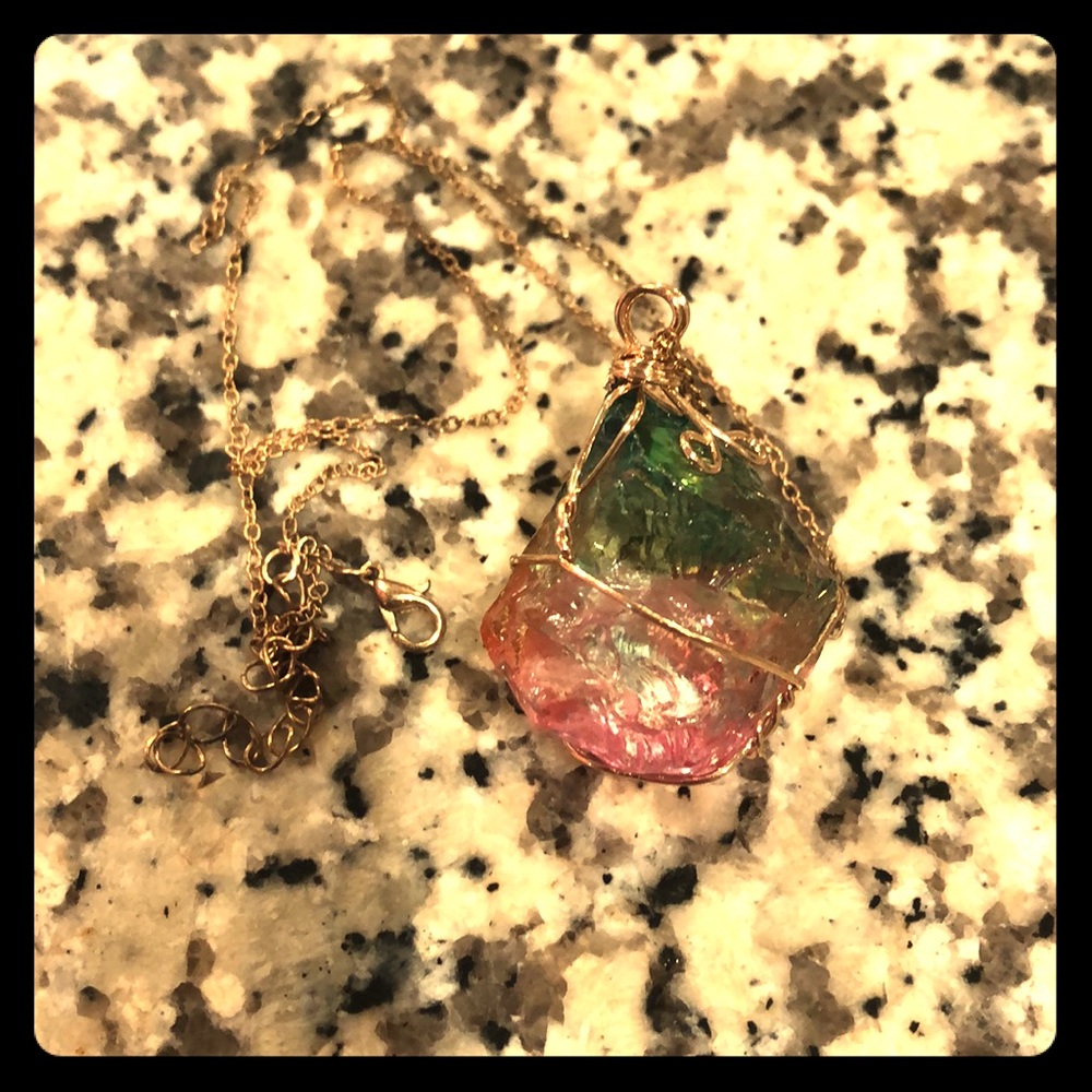 Wet multi colored stone necklace